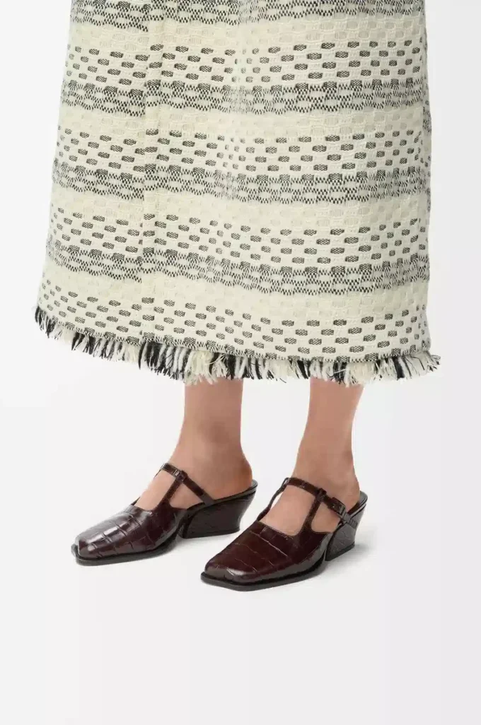 Onda mule in embossed calfskin Burgundy
