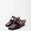 Onda mule in embossed calfskin Burgundy