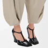 Onda T-bar pump in brushed calfskin Black
