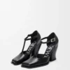 Onda T-bar pump in brushed calfskin Black