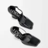 Onda T-bar pump in brushed calfskin Black