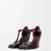 Onda T-bar pump in embossed calfskin Burgundy