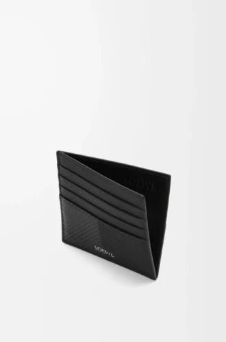 Open cardholder in textured classic calfskin Black