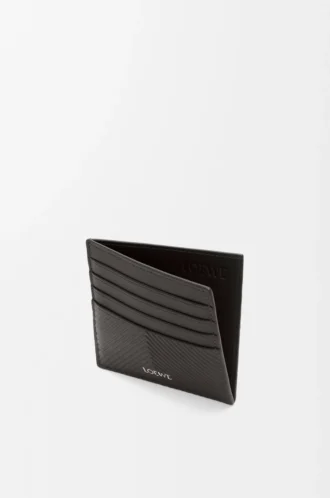 Open cardholder in textured classic calfskin Dark Grey