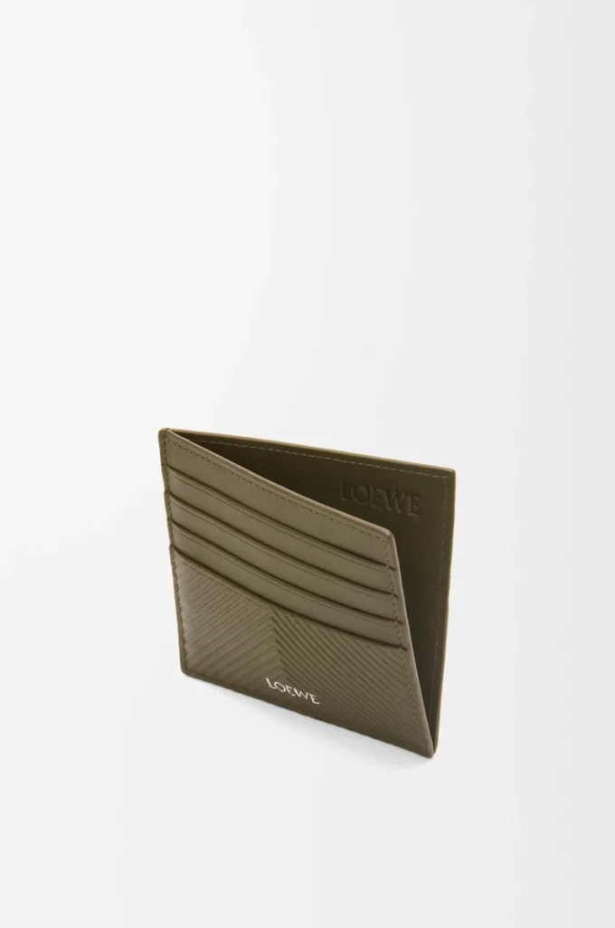Open cardholder in textured classic calfskin Dark Khaki