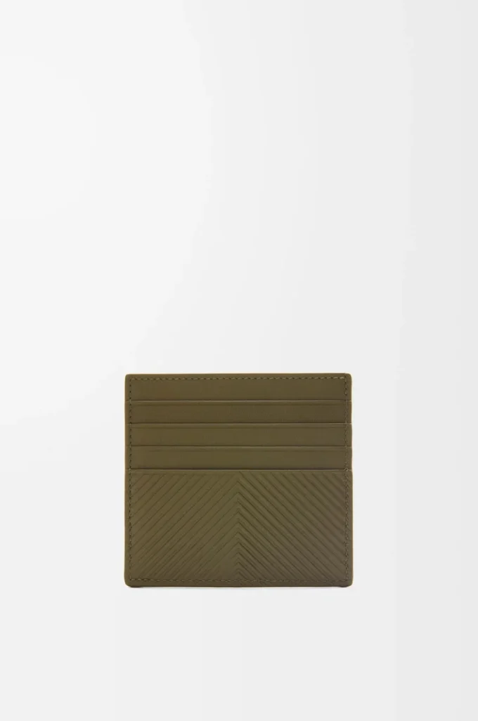 Open cardholder in textured classic calfskin Dark Khaki