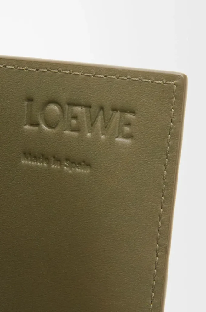 Open cardholder in textured classic calfskin Dark Khaki