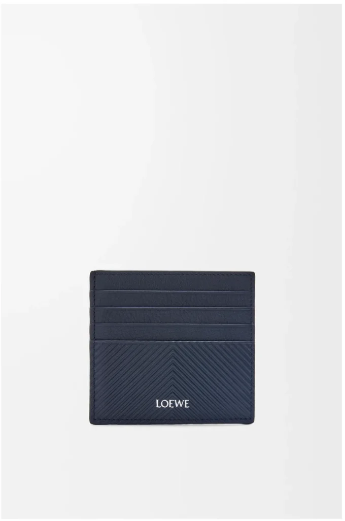 Open cardholder in textured classic calfskin Deep Navy