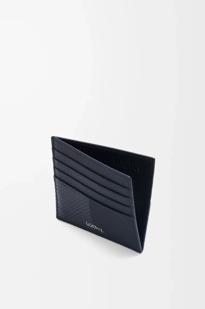 Open cardholder in textured classic calfskin Deep Navy