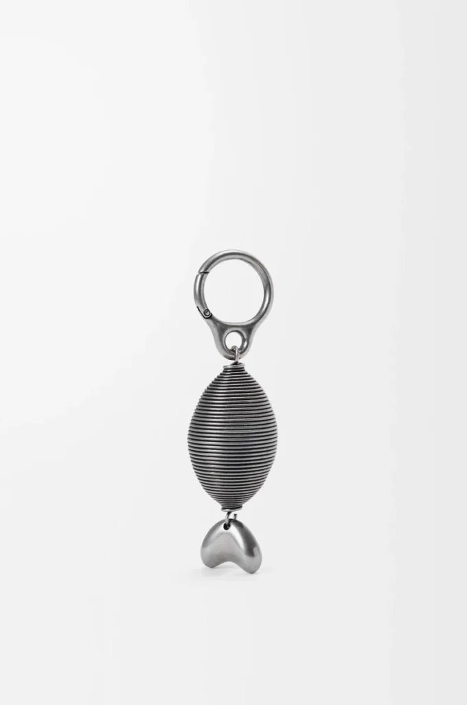Oval fish charm Aged Silver