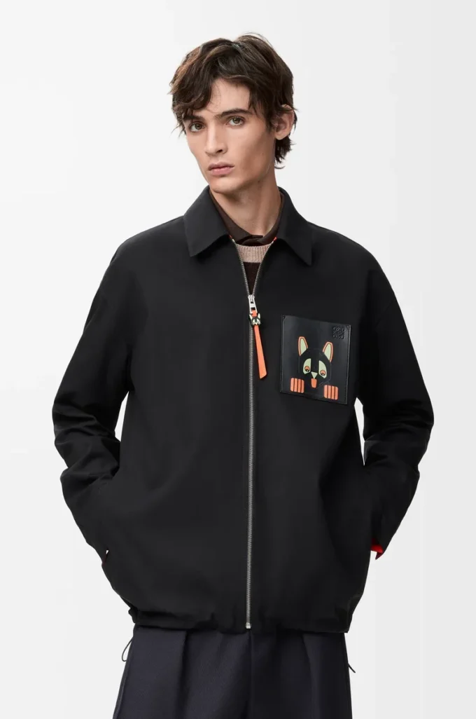 Overshirt in cotton Black/Orange