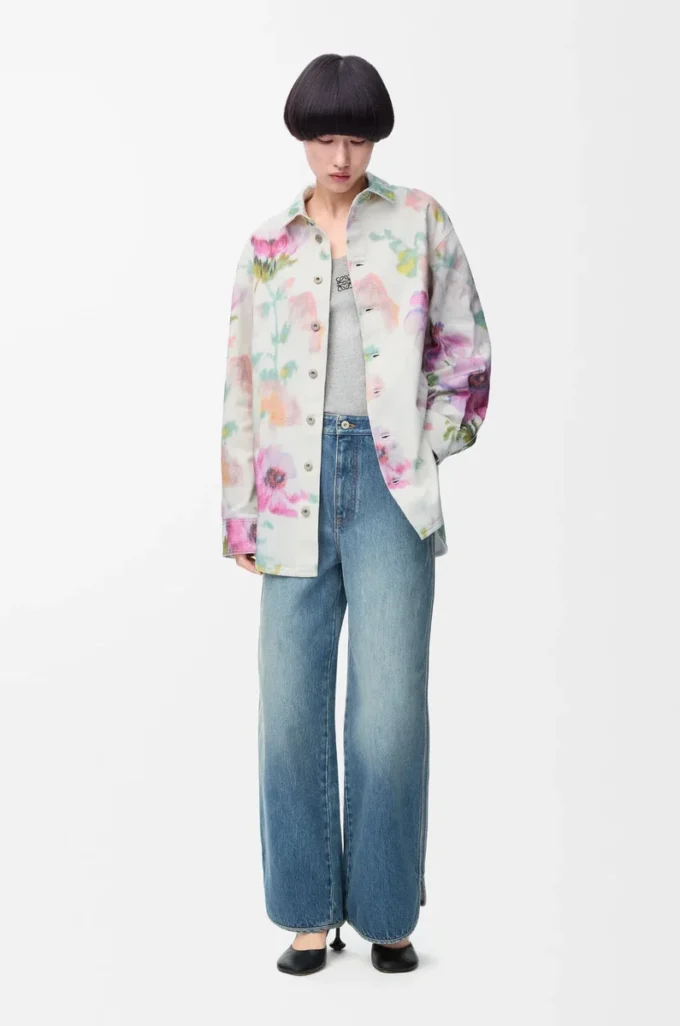 Overshirt in denim White/Pink Overshirt in denim White/Pink
