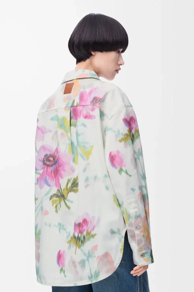 Overshirt in denim White/Pink Overshirt in denim White/Pink