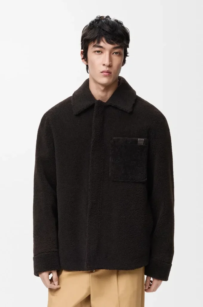 Overshirt in shearling Dark Brown/Dark Brown