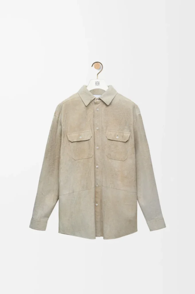 Overshirt in suede lambskin White