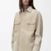 Overshirt in suede lambskin White