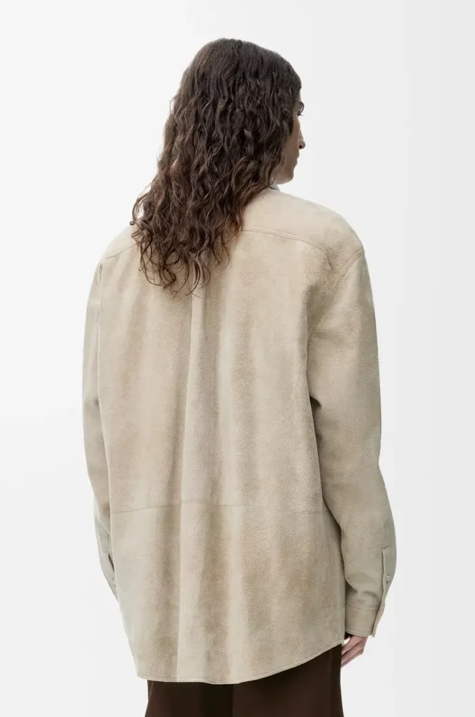 Overshirt in suede lambskin White