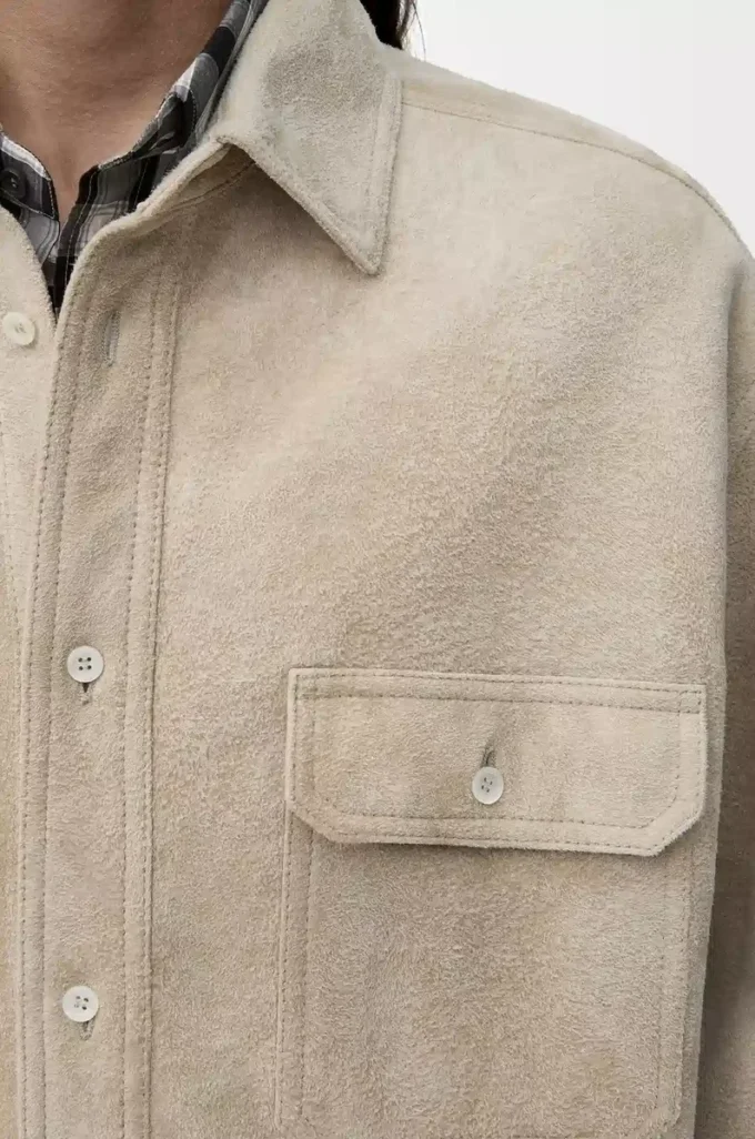 Overshirt in suede lambskin White