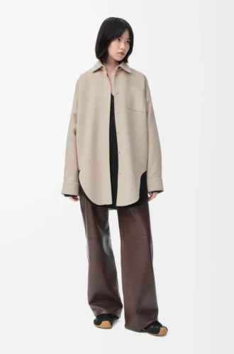 Overshirt in wool and cashmere Light Beige Melange