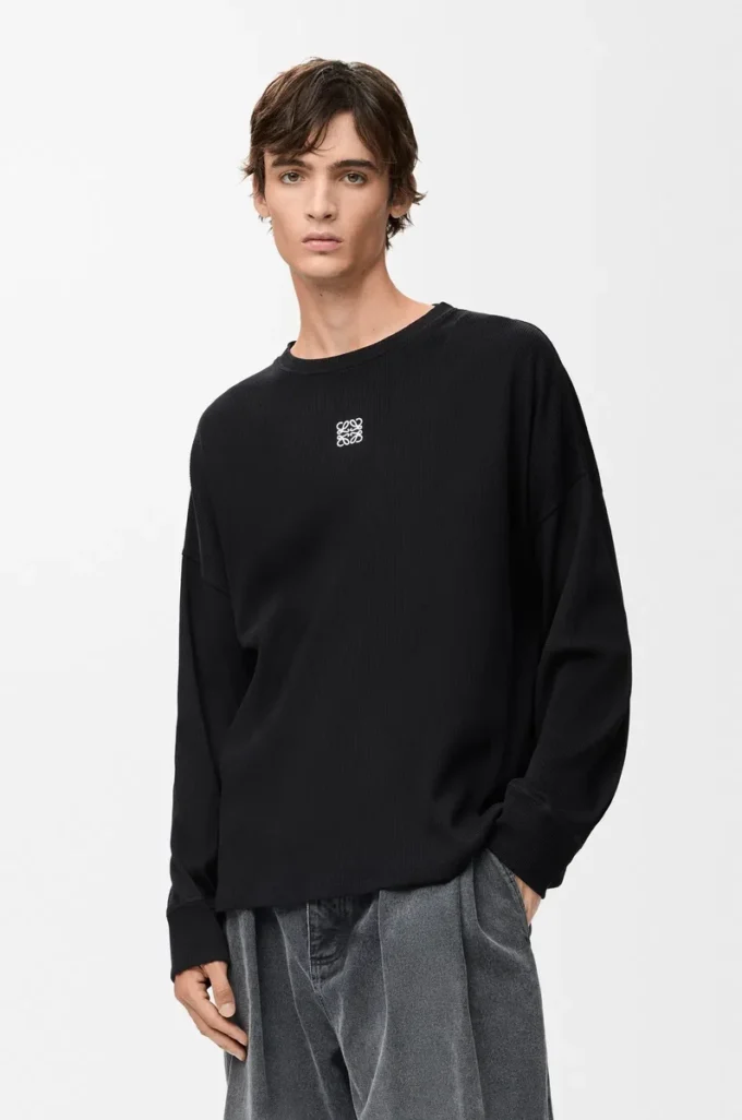 Oversized fit long sleeve T-shirt in cotton Black