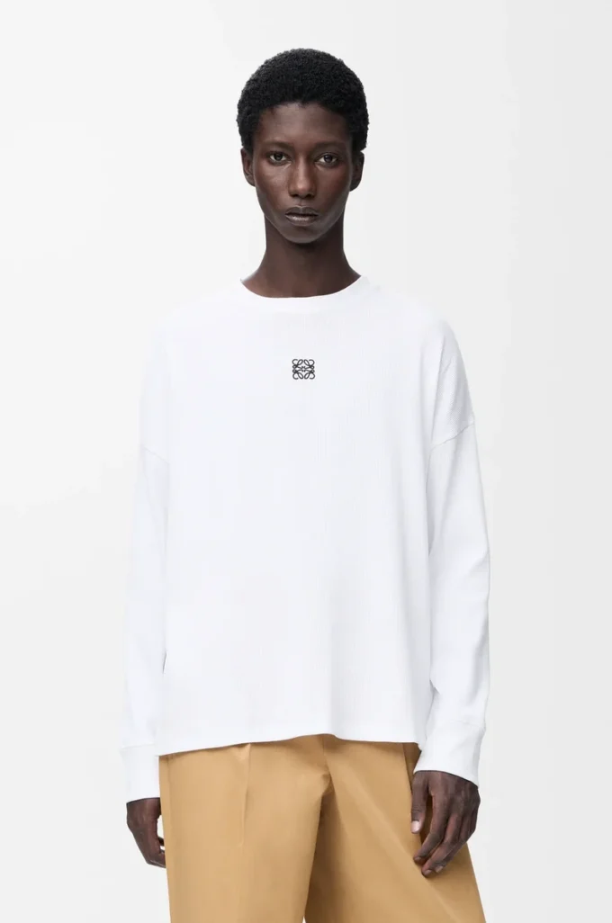 Oversized fit long sleeve T-shirt in cotton White