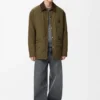 Padded overshirt in technical shell Khaki Green