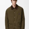 Padded overshirt in technical shell Khaki Green