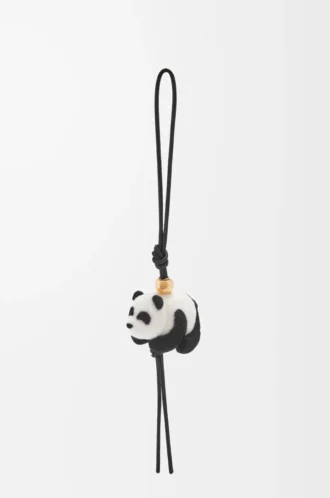 Panda charm in felt and calfskin Black/White