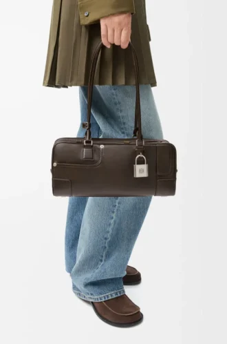 Panta Amazona 31 cropped bag in shiny calfskin Vintage Brown