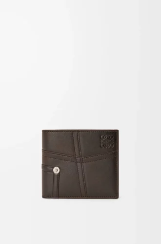 Panta bifold wallet in shiny calfskin Vintage Brown
