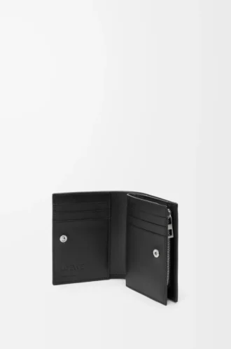 Panta compact wallet in shiny calfskin Black