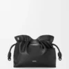 Panta medium Flamenco clutch in shiny calfskin Black
