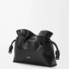 Panta medium Flamenco clutch in shiny calfskin Black