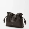 Panta medium Flamenco clutch in shiny calfskin Vintage Brown