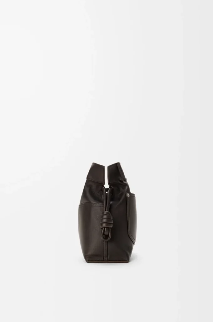 Panta medium Flamenco clutch in shiny calfskin Vintage Brown