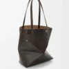 Panta medium Puzzle Fold tote in shiny calfskin Vintage Brown
