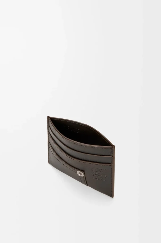 Panta plain cardholder in shiny calfskin Vintage Brown