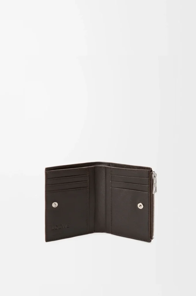 Panta slim compact wallet in shiny calfskin Vintage Brown Panta slim compact wallet in shiny calfskin Vintage Brown