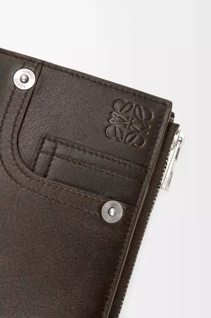 Panta slim compact wallet in shiny calfskin Vintage Brown Panta slim compact wallet in shiny calfskin Vintage Brown