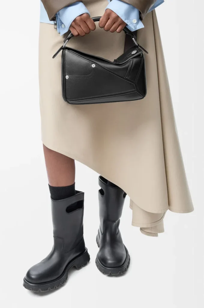 Panta small Puzzle bag in shiny calfskin Black Panta small Puzzle bag in shiny calfskin Black