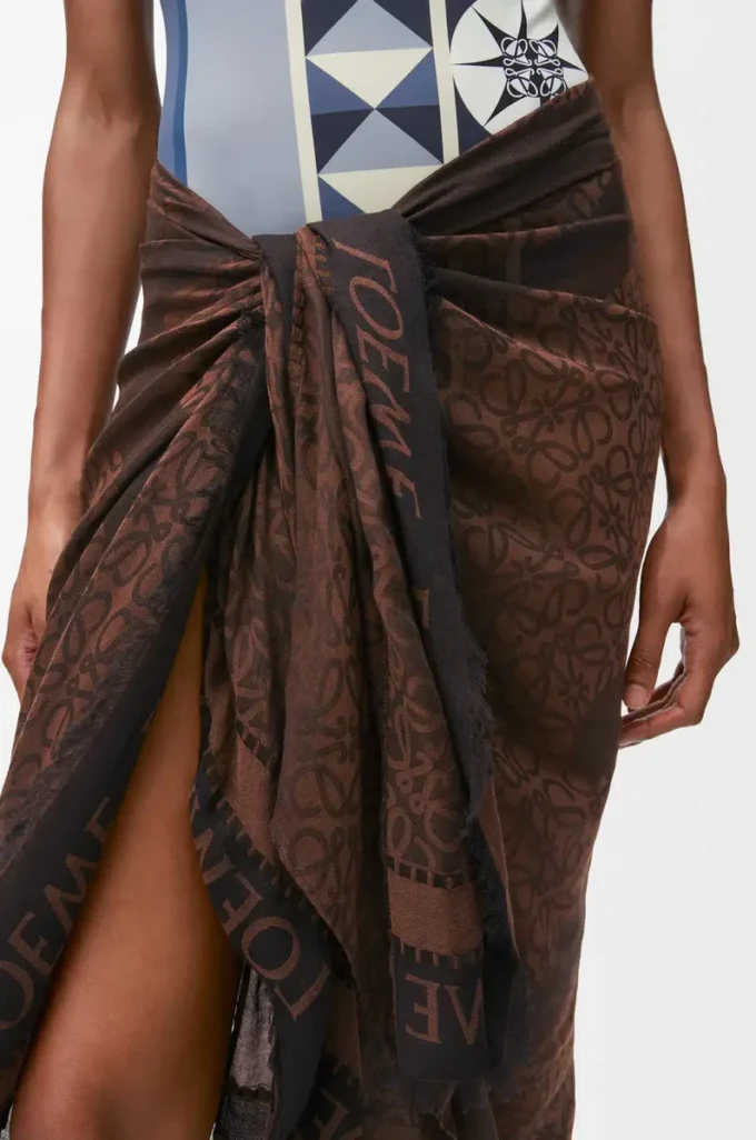 Pareo in cotton Black/Brown