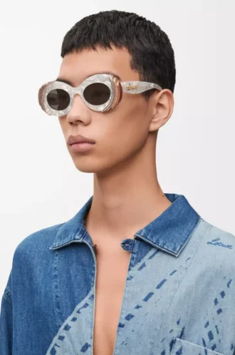 Pavé Oval sunglasses Pearl Grey/White