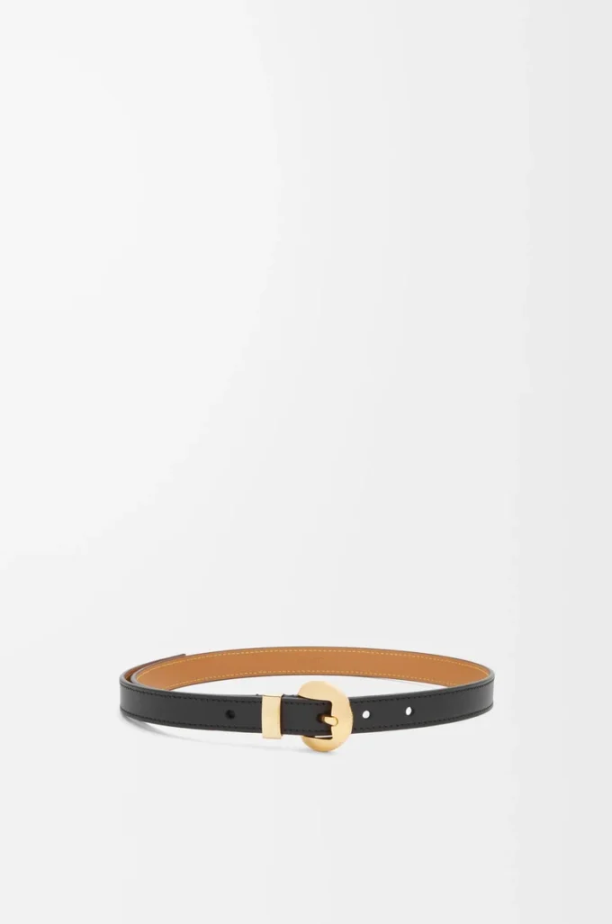 Pebble belt in smooth calfskin Black/Gold