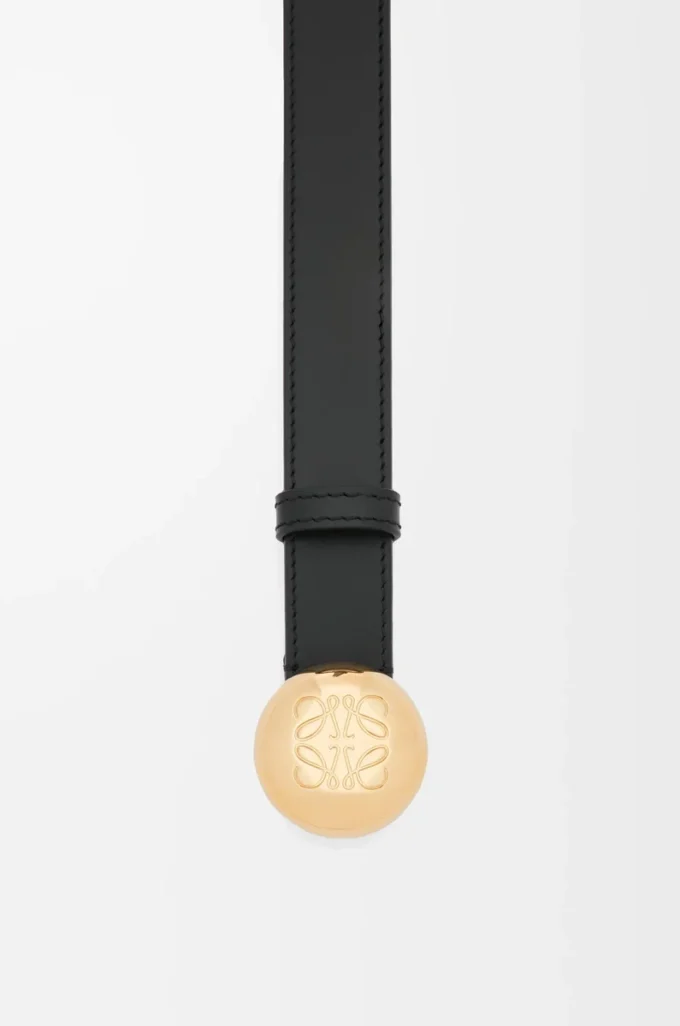 Pebble belt in smooth calfskin Black/Gold