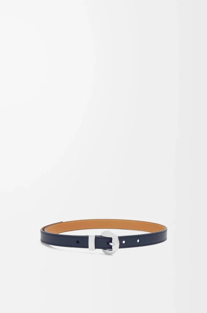 Pebble belt in smooth calfskin Deep Navy/Palladium