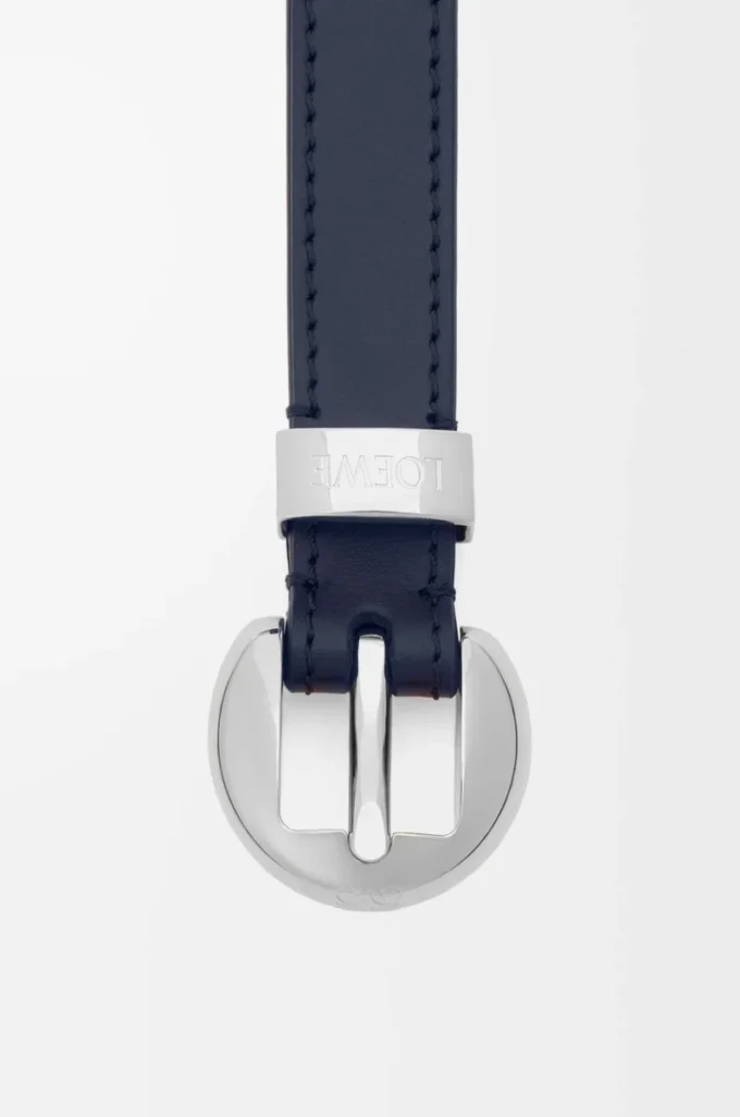 Pebble belt in smooth calfskin Deep Navy/Palladium