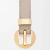 Pebble belt in smooth calfskin Sand/Gold