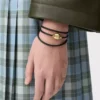 Pebble bracelet in calfskin Black/Gold