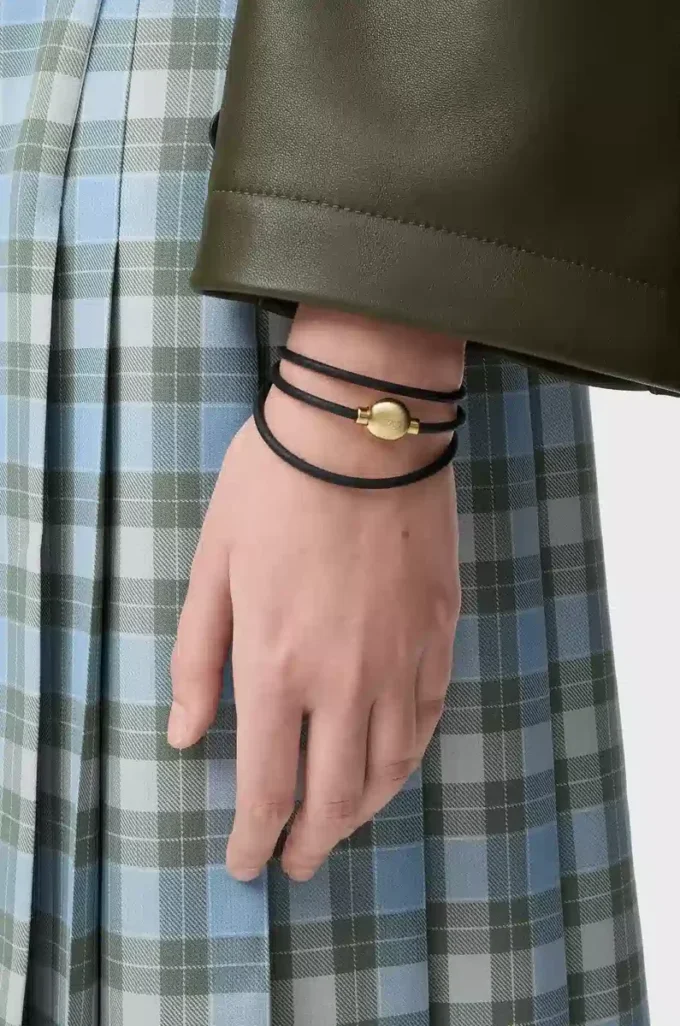 Pebble bracelet in calfskin Black/Gold