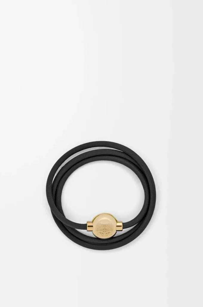 Pebble bracelet in calfskin Black/Gold